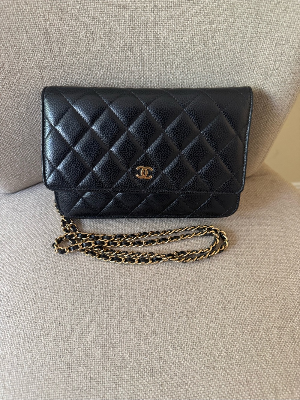 100% Authentic Chanel WOC mini flap black caviar